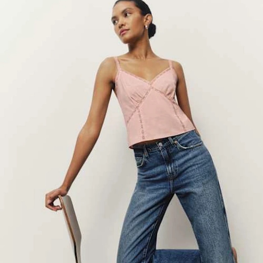 NWT’S Reformation Christa Camisole Top in Cotton Stretch Voile Rose quartz SZ 8